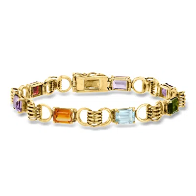 Pre-owned Ross-simons C. 1975 Vintage 11.00 Ct. T.w. Multi-gemstone Link Bracelet In 18kt Yellow Gold