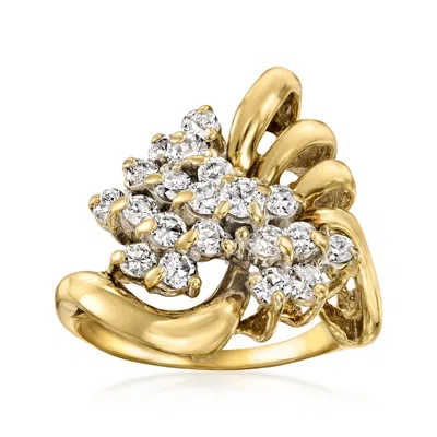 Pre-owned Ross-simons C. 1980 Vintage 1.00 Ct. T.w. Diamond Cluster Ring In 14kt Yellow Gold