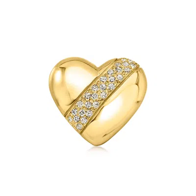 Pre-owned Ross-simons C. 1980 Vintage 1.00 Ct. T.w. Diamond Heart Pendant In 14kt Yellow Gold