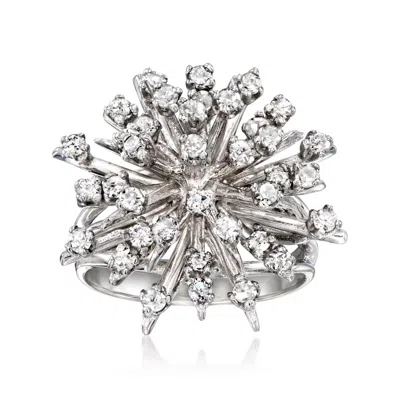 Pre-owned Ross-simons C. 1980 Vintage 1.05 Ct. T.w. Diamond Burst Ring In 14kt White Gold In Silver