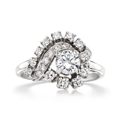 Pre-owned Ross-simons C. 1980 Vintage 1.10 Ct. T.w. Diamond Swirl Ring In 14kt White Gold In Silver