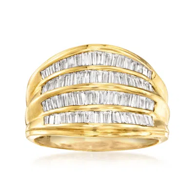 Pre-owned Ross-simons C. 1980 Vintage 1.20 Ct. T.w. Baguette Diamond Multi-row Ring In 18kt Yellow Gold