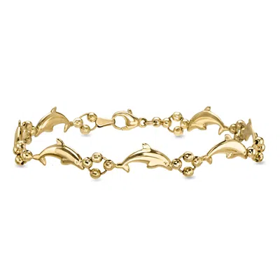 Pre-owned Ross-simons C. 1980 Vintage 14kt Yellow Gold Dolphin Link Bracelet