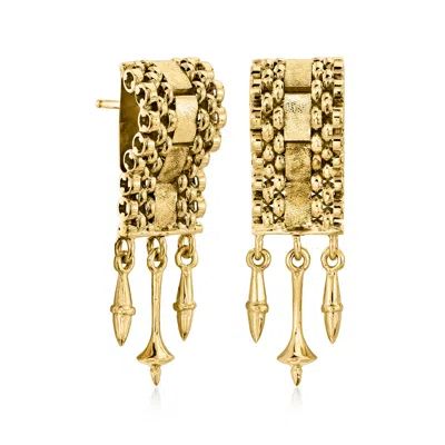 Pre-owned Ross-simons C. 1980 Vintage 14kt Yellow Gold Fancy Drop Earrings