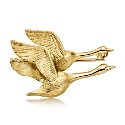 Pre-owned Ross-simons C. 1980 Vintage 14kt Yellow Gold Geese Pin