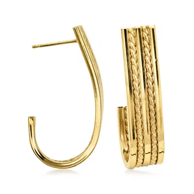 Pre-owned Ross-simons C. 1980 Vintage 14kt Yellow Gold Multi-row Curved Earrings