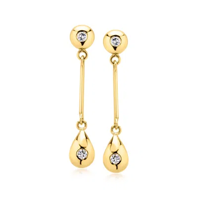Pre-owned Ross-simons C. 1980 Vintage .16 Ct. T.w. Diamond Drop Earrings In 18kt Yellow Gold