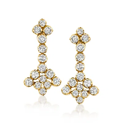 Pre-owned Ross-simons C. 1980 Vintage 1.60 Ct. T.w. Diamond Cluster Drop Earrings In 18kt Yellow Gold