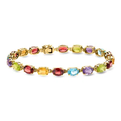 Pre-owned Ross-simons C. 1980 Vintage 16.45 Ct. T.w. Multi-gemstone Bracelet In 14kt Yellow Gold