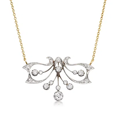 Pre-owned Ross-simons C. 1980 Vintage 1.75 Ct. T.w. Diamond Fancy Necklace In Platinum And 18kt Yellow Gold