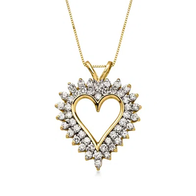 Pre-owned Ross-simons C. 1980 Vintage 2.00 Ct. T.w. Diamond Heart Pendant Necklace In 14kt Yellow Gold