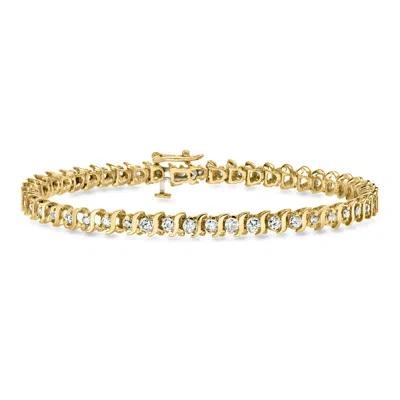 Pre-owned Ross-simons C. 1980 Vintage 2.00 Ct. T.w. Diamond S-link Tennis Bracelet In 14kt Yellow Gold
