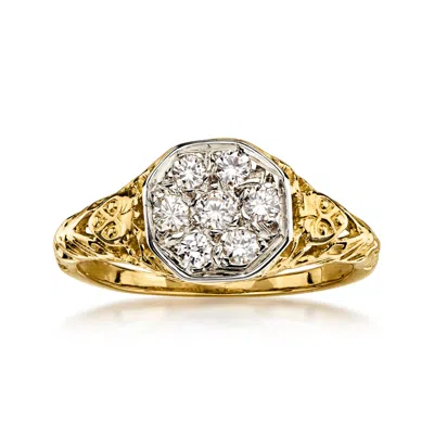 Pre-owned Ross-simons C. 1980 Vintage .21 Ct. T.w. Diamond Cluster Ring In 18kt Yellow Gold