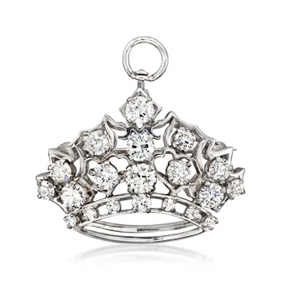 Pre-owned Ross-simons C. 1980 Vintage 2.10 Ct. T.w. Diamond Crown Pin/pendant In 14kt White Gold In Silver