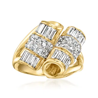 Pre-owned Ross-simons C. 1980 Vintage 2.20 Ct. T.w. Diamond Scroll Ring In 14kt Yellow Gold