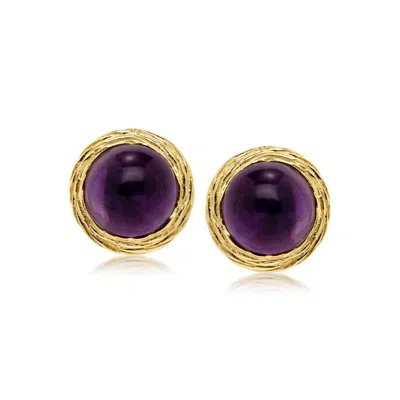 Pre-owned Ross-simons C. 1980 Vintage 22.00 Ct. T.w. Amethyst Earrings In 14kt Yellow Gold