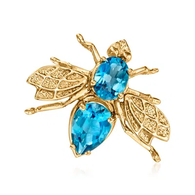 Pre-owned Ross-simons C. 1980 Vintage 2.40 Ct. T.w. Swiss Blue Topaz Bumblebee Pin In 14kt Yellow Gold