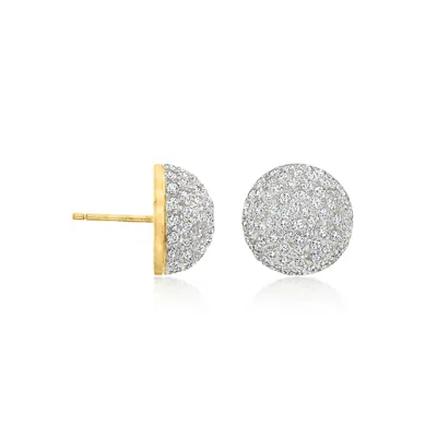 Pre-owned Ross-simons C. 1980 Vintage 3.25 Ct. T.w. Diamond Dome Earrings In 14kt Yellow Gold