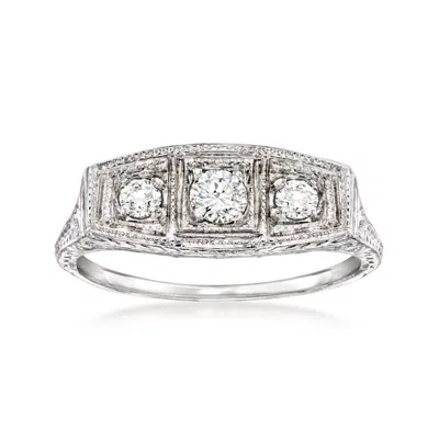 Pre-owned Ross-simons C. 1980 Vintage .33 Ct. T.w. Diamond Three-stone Ring In 14kt White Gold In Silver