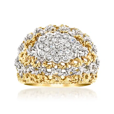 Pre-owned Ross-simons C. 1980 Vintage .35 Ct. T.w. Diamond Cluster Dome Ring In 18kt Two-tone Gold In Gold,silver