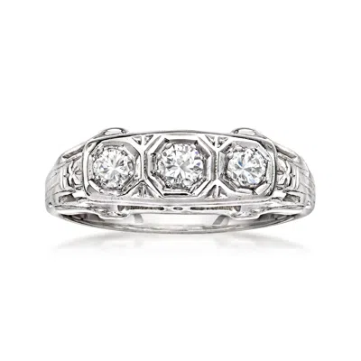 Pre-owned Ross-simons C. 1980 Vintage .35 Ct. T.w. Diamond Three-stone Ring In 18kt White Gold In Silver