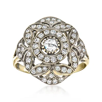 Pre-owned Ross-simons C. 1980 Vintage .50 Ct. T.w. Diamond Flower Ring In 18kt Two-tone Gold In Gold,silver