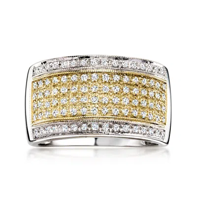 Pre-owned Ross-simons C. 1980 Vintage .50 Ct. T.w. Diamond Multi-row Ring In 14kt Two-tone Gold In Gold,silver