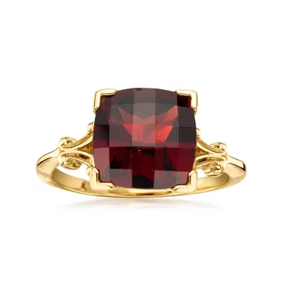 Pre-owned Ross-simons C. 1980 Vintage 5.00 Carat Square Garnet Ring In 14kt Yellow Gold