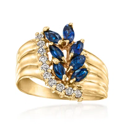 Pre-owned Ross-simons C. 1980 Vintage .70 Ct. T.w. Sapphire And .25 Ct. T.w. Diamond Ring In 14kt Yellow Gold