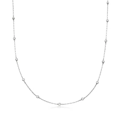 Pre-owned Ross-simons C. 1980 Vintage .75 Ct. T.w. Bezel-set Diamond Station Necklace In Platinum In Silver