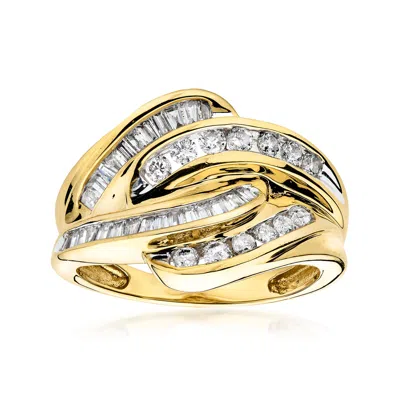 Pre-owned Ross-simons C. 1980 Vintage .80 Ct. T.w. Diamond Interlocking Ring In 14kt Yellow Gold