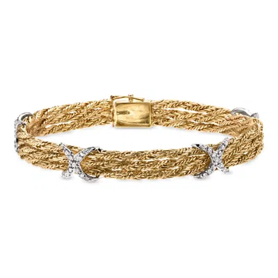 Pre-owned Ross-simons C. 1980 Vintage .80 Ct. T.w. Diamond X Station Bracelet In 14kt Two-tone Gold In Gold,silver