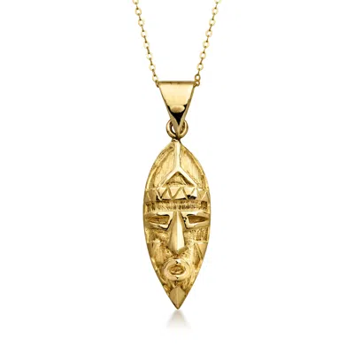 Pre-owned Ross-simons C. 1980 Vintage 9kt Yellow Gold Mask Pendant Necklace