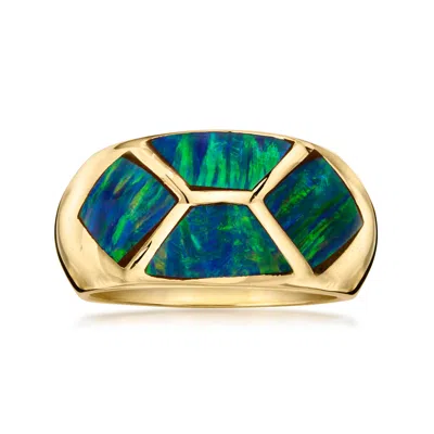 Pre-owned Ross-simons C. 1980 Vintage Black Opal Inlay Ring In 14kt Yellow Gold