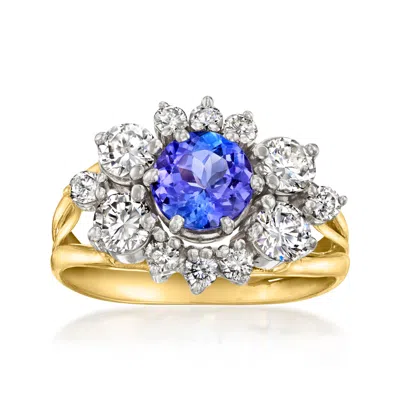 Pre-owned Ross-simons C. 1990 Vintage 1.00 Carat Tanzanite Ring With 1.45 Ct. T.w. Diamonds In 14kt Yellow Gold
