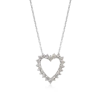Pre-owned Ross-simons C. 1990 Vintage 1.00 Ct. T.w. Diamond Heart Pendant Necklace In 14kt White Gold In Silver