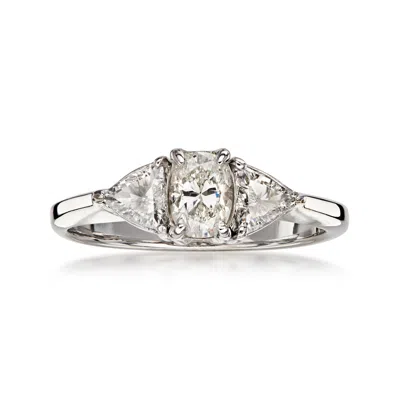 Pre-owned Ross-simons C. 1990 Vintage 1.05 Ct. T.w. Diamond Three-stone Ring In 14kt White Gold In Silver