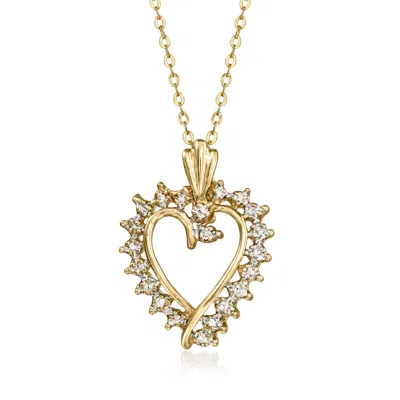 Pre-owned Ross-simons C. 1990 Vintage 10kt Two-tone Gold Heart Pendant Necklace With Single Diamond In Gold,silver