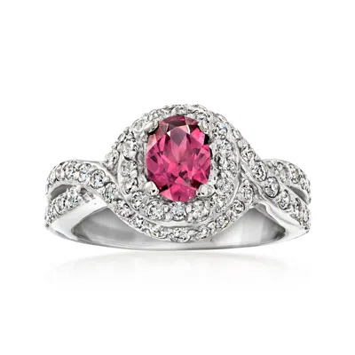 Pre-owned Ross-simons C. 1990 Vintage 1.10 Carat Rhodolite Garnet And 1.50 Ct. T.w. Diamond Ring In 14kt White Gold In Silver