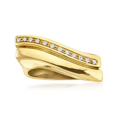 Pre-owned Ross-simons C. 1990 Vintage .12 Ct. T.w. Diamond Wave Ring In 18kt Yellow Gold
