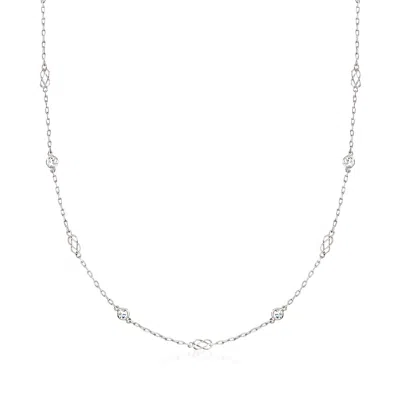 Pre-owned Ross-simons C. 1990 Vintage 1.20 Ct. T.w. Diamond Station Necklace In Platinum In Silver