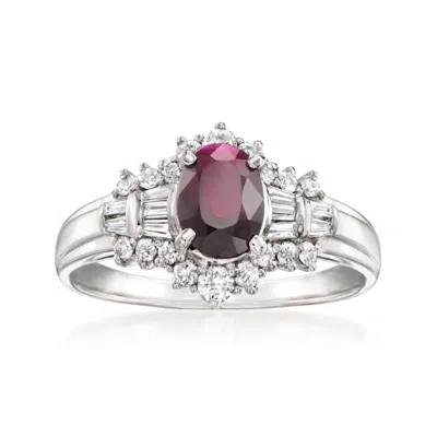 Pre-owned Ross-simons C. 1990 Vintage 1.21 Carat Ruby Ring With .41 Ct. T.w. Diamonds In Platinum In Silver