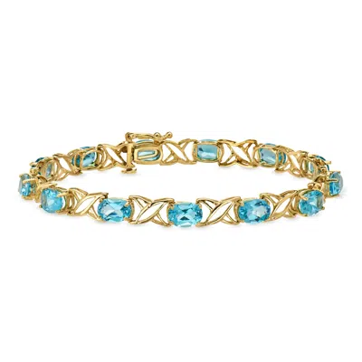 Pre-owned Ross-simons C. 1990 Vintage 13.00 Ct. T.w. Swiss Blue Topaz Xo Bracelet In 14kt Yellow Gold