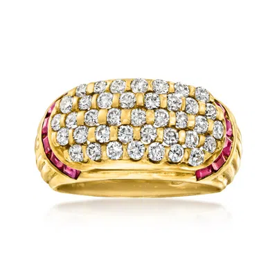 Pre-owned Ross-simons C. 1990 Vintage 1.35 Ct. T.w. Diamond And .60 Ct. T.w. Ruby Ring In 18kt Yellow Gold