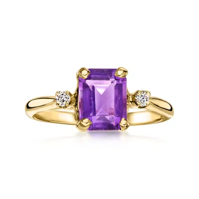 Pre-owned Ross-simons C. 1990 Vintage 1.40 Carat Amethyst Ring With Diamonds In 14kt Yellow Gold