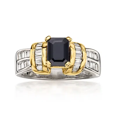 Pre-owned Ross-simons C. 1990 Vintage 1.40 Carat Sapphire Ring With .60 Ct. T.w. Diamonds In 14kt Two-tone Gold In Gold,silver