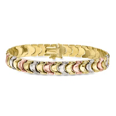 Pre-owned Ross-simons C. 1990 Vintage 14kt Tri-colored Gold Fancy-link Bracelet In Gold,silver,pink