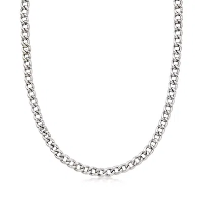 Pre-owned Ross-simons C. 1990 Vintage 14kt White Gold Curb-link Necklace In Silver