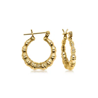 Pre-owned Ross-simons C. 1990 Vintage 14kt Yellow Gold Bamboo-style Hoop Earrings