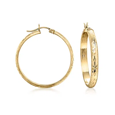 Pre-owned Ross-simons C. 1990 Vintage 14kt Yellow Gold Etched Hoop Earrings